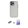 MARSİLYAN™- iPhone 13 Pro Max Kılıf Ahenk Çizgi Serisi - Siyah Bilvis 5in1 5D Magic Hayalet Cam Ekran Koruyucu + Renkli Kamera Lens Koruma Cam - TU
