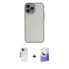 MARSİLYAN™- iPhone 13 Pro Max Kılıf Ahenk Çizgi Serisi - Siyah Bilvis 5in1 5D Magic Hayalet Cam Ekran Koruyucu + Shine Kamera Lens - GD