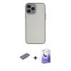 MARSİLYAN™- iPhone 13 Pro Max Kılıf Ahenk Çizgi Serisi - Siyah Bilvis 5in1 5D Magic Hayalet Cam Ekran Koruyucu + Renkli Kamera Lens Koruma Cam - PE