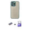 MARSİLYAN™- iPhone 13 Pro Max Kılıf Ahenk Çizgi Serisi - Siyah Bilvis 5in1 5D Magic Hayalet Cam Ekran Koruyucu + Renkli Kamera Lens Koruma Cam - TU