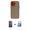 MARSİLYAN™- iPhone 13 Pro Max Kılıf Ahenk Çizgi Serisi - Siyah Bilvis 5in1 5D Magic Hayalet Cam Ekran Koruyucu + Neon Fosforlu Kamera Lens - BZ