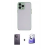 MARSİLYAN™- iPhone 13 Pro Max Kılıf Ahenk Çizgi Serisi - Siyah Bilvis 5in1 5D Magic Hayalet Cam Ekran Koruyucu + Neon Fosforlu Kamera Lens - BZ