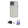 MARSİLYAN™- iPhone 13 Pro Max Kılıf Ahenk Çizgi Serisi - Siyah Bilvis 5in1 5D Magic Hayalet Cam Ekran Koruyucu + Raze Metal Kamera Lens - GD