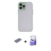 MARSİLYAN™- iPhone 13 Pro Max Kılıf Ahenk Çizgi Serisi - Siyah Bilvis 5in1 5D Magic Hayalet Cam Ekran Koruyucu + Renkli Kamera Lens Koruma Cam - PE