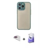 MARSİLYAN™- iPhone 13 Pro Max Kılıf Ahenk Çizgi Serisi - Siyah Bilvis 5in1 5D Magic Hayalet Cam Ekran Koruyucu + Pers Alüminyum Kamera Lens - GI