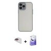 MARSİLYAN™- iPhone 13 Pro Max Kılıf Ahenk Çizgi Serisi - Siyah Bilvis 5in1 5D Magic Hayalet Cam Ekran Koruyucu + Pers Alüminyum Kamera Lens - GI