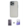 MARSİLYAN™- iPhone 13 Pro Max Kılıf Ahenk Çizgi Serisi - Siyah Bilvis 5in1 5D Magic Hayalet Cam Ekran Koruyucu + Neon Fosforlu Kamera Lens - BZ