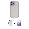 MARSİLYAN™- iPhone 13 Pro Max Kılıf Ahenk Çizgi Serisi - Siyah Bilvis 5in1 5D Magic Hayalet Cam Ekran Koruyucu + Shine Kamera Lens - GD