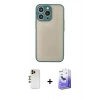 MARSİLYAN™- iPhone 13 Pro Max Kılıf Ahenk Çizgi Serisi - Siyah Bilvis 5in1 5D Magic Hayalet Cam Ekran Koruyucu + Shine Kamera Lens - GD