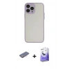 MARSİLYAN™- iPhone 13 Pro Max Kılıf Ahenk Çizgi Serisi - Siyah Bilvis 5in1 5D Magic Hayalet Cam Ekran Koruyucu + Renkli Kamera Lens Koruma Cam - PE