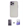 MARSİLYAN™- iPhone 13 Pro Max Kılıf Ahenk Çizgi Serisi - Siyah Bilvis 5in1 5D Magic Hayalet Cam Ekran Koruyucu + Neon Fosforlu Kamera Lens - BZ