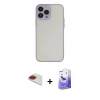 MARSİLYAN™- iPhone 13 Pro Max Kılıf Ahenk Çizgi Serisi - Siyah Bilvis 5in1 5D Magic Hayalet Cam Ekran Koruyucu + Kırmızı Pers Alüminyum Kamera Lens