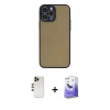 MARSİLYAN™- iPhone 13 Pro Max Kılıf Ahenk Çizgi Serisi - Siyah Bilvis 5in1 5D Magic Hayalet Cam Ekran Koruyucu + Shine Kamera Lens - GD