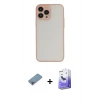 MARSİLYAN™- iPhone 13 Pro Max Kılıf Ahenk Çizgi Serisi - Siyah Bilvis 5in1 5D Magic Hayalet Cam Ekran Koruyucu + Gökkuşağı Shine Kamera Lens Koruma Cam