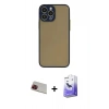 MARSİLYAN™- iPhone 13 Pro Max Kılıf Ahenk Çizgi Serisi - Siyah Bilvis 5in1 5D Magic Hayalet Cam Ekran Koruyucu + Rainbow Kamera Lens Koruma Cam - KI