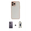 MARSİLYAN™- iPhone 13 Pro Max Kılıf Ahenk Çizgi Serisi - Siyah Bilvis Hayalet Cam Ekran Koruyucu + Neon Fosforlu Kamera Lens - BZ
