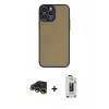 MARSİLYAN™- iPhone 13 Pro Max Kılıf Ahenk Çizgi Serisi - Siyah Bilvis Hayalet Cam Ekran Koruyucu + Raze Metal Kamera Lens - GD