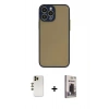MARSİLYAN™- iPhone 13 Pro Max Kılıf Ahenk Çizgi Serisi - Siyah Bilvis Hayalet Cam Ekran Koruyucu + Shine Kamera Lens - GD