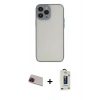 MARSİLYAN™- iPhone 13 Pro Max Kılıf Ahenk Çizgi Serisi - Siyah Bilvis Hayalet Cam Ekran Koruyucu + Kırmızı Rainbow Kamera Lens Koruma Cam