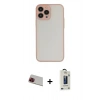 MARSİLYAN™- iPhone 13 Pro Max Kılıf Ahenk Çizgi Serisi - Siyah Bilvis Hayalet Cam Ekran Koruyucu + Kırmızı Rainbow Kamera Lens Koruma Cam