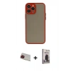 MARSİLYAN™- iPhone 13 Pro Max Kılıf Ahenk Çizgi Serisi - Siyah Bilvis Hayalet Cam Ekran Koruyucu + Rainbow Kamera Lens Koruma Cam - KI
