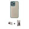 MARSİLYAN™- iPhone 13 Pro Max Kılıf Ahenk Çizgi Serisi - Siyah Bilvis Hayalet Cam Ekran Koruyucu + Rainbow Kamera Lens Koruma Cam - KI