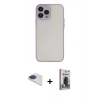 MARSİLYAN™- iPhone 13 Pro Max Kılıf Ahenk Çizgi Serisi - Siyah Bilvis Hayalet Cam Ekran Koruyucu + Lacivert Pers Alüminyum Kamera Lens