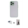 MARSİLYAN™- iPhone 13 Pro Max Kılıf Ahenk Çizgi Serisi - Siyah Bilvis Hayalet Cam Ekran Koruyucu + Lacivert Pers Alüminyum Kamera Lens