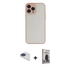 MARSİLYAN™- iPhone 13 Pro Max Kılıf Ahenk Çizgi Serisi - Siyah Bilvis Hayalet Cam Ekran Koruyucu + Lacivert Pers Alüminyum Kamera Lens