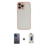MARSİLYAN™- iPhone 13 Pro Max Kılıf Ahenk Çizgi Serisi - Siyah Bilvis Hayalet Cam Ekran Koruyucu + Mavi Neon Fosforlu Kamera Lens
