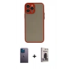 MARSİLYAN™- iPhone 13 Pro Max Kılıf Ahenk Çizgi Serisi - Siyah Bilvis Hayalet Cam Ekran Koruyucu + Neon Fosforlu Kamera Lens - MI