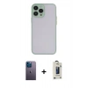 MARSİLYAN™- iPhone 13 Pro Max Kılıf Ahenk Çizgi Serisi - Siyah Bilvis Hayalet Cam Ekran Koruyucu + Mavi Neon Fosforlu Kamera Lens