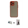 MARSİLYAN™- iPhone 13 Pro Max Kılıf Ahenk Çizgi Serisi - Siyah Bilvis Hayalet Cam Ekran Koruyucu + Rainbow Kamera Lens Koruma Cam - MI