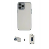 MARSİLYAN™- iPhone 13 Pro Max Kılıf Ahenk Çizgi Serisi - Siyah Bilvis Hayalet Cam Ekran Koruyucu + Rainbow Kamera Lens Koruma Cam - MI