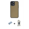 MARSİLYAN™- iPhone 13 Pro Max Kılıf Ahenk Çizgi Serisi - Siyah Bilvis Hayalet Cam Ekran Koruyucu + Shine Kamera Lens Koruma Cam - MI