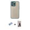 MARSİLYAN™- iPhone 13 Pro Max Kılıf Ahenk Çizgi Serisi - Siyah Bilvis Hayalet Cam Ekran Koruyucu + Shine Kamera Lens Koruma Cam - MI