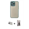 MARSİLYAN™- iPhone 13 Pro Max Kılıf Ahenk Çizgi Serisi - Siyah Bilvis Hayalet Cam Ekran Koruyucu + Rainbow Kamera Lens Koruma Cam - MR