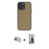 MARSİLYAN™- iPhone 13 Pro Max Kılıf Ahenk Çizgi Serisi - Siyah Bilvis Hayalet Cam Ekran Koruyucu + Rainbow Kamera Lens Koruma Cam - MR