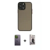 MARSİLYAN™- iPhone 13 Pro Max Kılıf Ahenk Çizgi Serisi - Siyah Bilvis Hayalet Cam Ekran Koruyucu + Neon Fosforlu Kamera Lens - YL