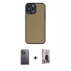 MARSİLYAN™- iPhone 13 Pro Max Kılıf Ahenk Çizgi Serisi - Siyah Bilvis Hayalet Cam Ekran Koruyucu + Neon Fosforlu Kamera Lens - YL