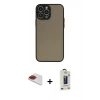 MARSİLYAN™- iPhone 13 Pro Max Kılıf Ahenk Çizgi Serisi - Siyah Bilvis Hayalet Cam Ekran Koruyucu + Pers Alüminyum Kamera Lens - KI