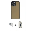 MARSİLYAN™- iPhone 13 Pro Max Kılıf Ahenk Çizgi Serisi - Siyah Bilvis Hayalet Cam Ekran Koruyucu + Pers Alüminyum Kamera Lens - SABE