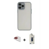 MARSİLYAN™- iPhone 13 Pro Max Kılıf Ahenk Çizgi Serisi - Siyah Bilvis Hayalet Cam Ekran Koruyucu + Pers Alüminyum Kamera Lens - KI