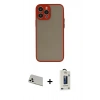 MARSİLYAN™- iPhone 13 Pro Max Kılıf Ahenk Çizgi Serisi - Siyah Bilvis Hayalet Cam Ekran Koruyucu + Rainbow Kamera Lens Koruma Cam - BZ