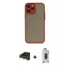 MARSİLYAN™- iPhone 13 Pro Max Kılıf Ahenk Çizgi Serisi - Siyah Bilvis Hayalet Cam Ekran Koruyucu + Raze Metal Kamera Lens - GD