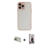 MARSİLYAN™- iPhone 13 Pro Max Kılıf Ahenk Çizgi Serisi - Siyah Bilvis Hayalet Cam Ekran Koruyucu + Rose Gold Rainbow Kamera Lens Koruma Cam