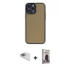 MARSİLYAN™- iPhone 13 Pro Max Kılıf Ahenk Çizgi Serisi - Siyah Bilvis Hayalet Cam Ekran Koruyucu + Pers Alüminyum Kamera Lens - SABE