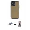 MARSİLYAN™- iPhone 13 Pro Max Kılıf Ahenk Çizgi Serisi - Siyah Bilvis Hayalet Cam Ekran Koruyucu + Renkli Kamera Lens Koruma Cam - YL