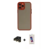 MARSİLYAN™- iPhone 13 Pro Max Kılıf Ahenk Çizgi Serisi - Siyah Joko 5D Cam + Raze Metal Kamera Lens - GD