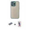 MARSİLYAN™- iPhone 13 Pro Max Kılıf Ahenk Çizgi Serisi - Siyah Joko 5D Cam + Renkli Kamera Lens Koruma Cam - SI